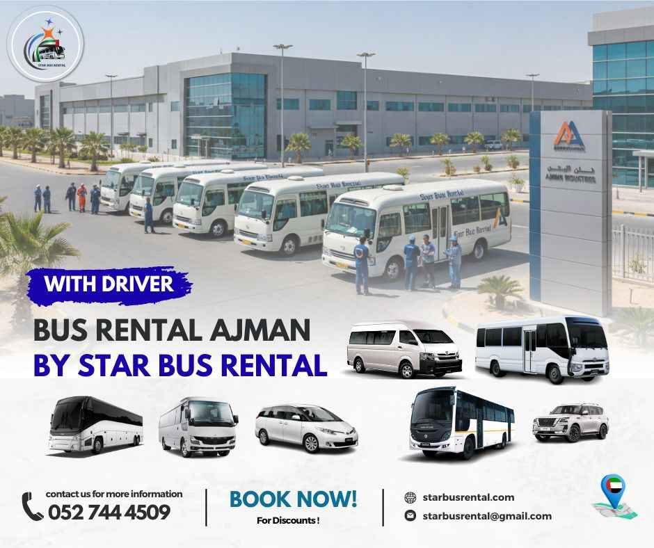Bus rental in Ajman for staff transport, city tours, events, and group travel