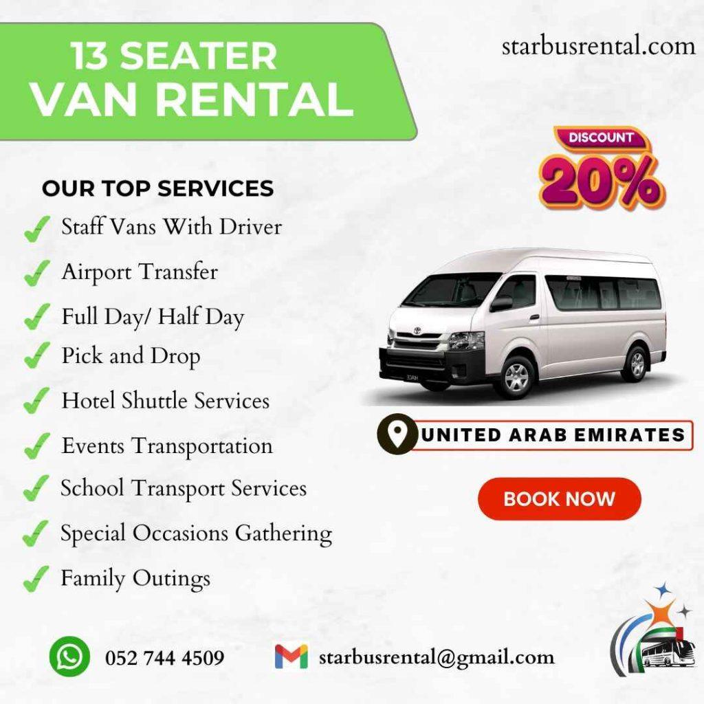 13 seater minivan rental Dubai