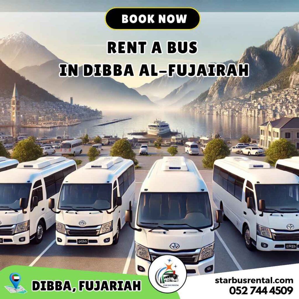 22-30 seater coaster bus rental in Dibba for group transportation.