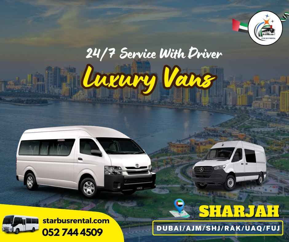 Luxury van rental in Sharjah for VIP travel, business meetings, and private tours with maximum comfort.